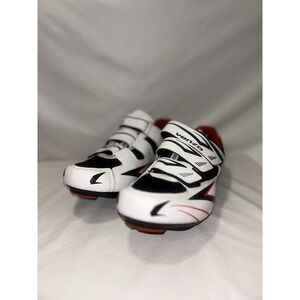 Venzo MX Cycling Bike‎ Shoes Mens Size 8.5 White Black Red With Cleats